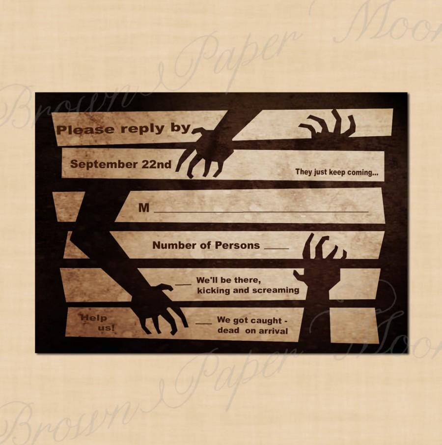Mariage - Night of the Living Dead Antique Halloween Wedding Printable RSVP - 5 x 3.5