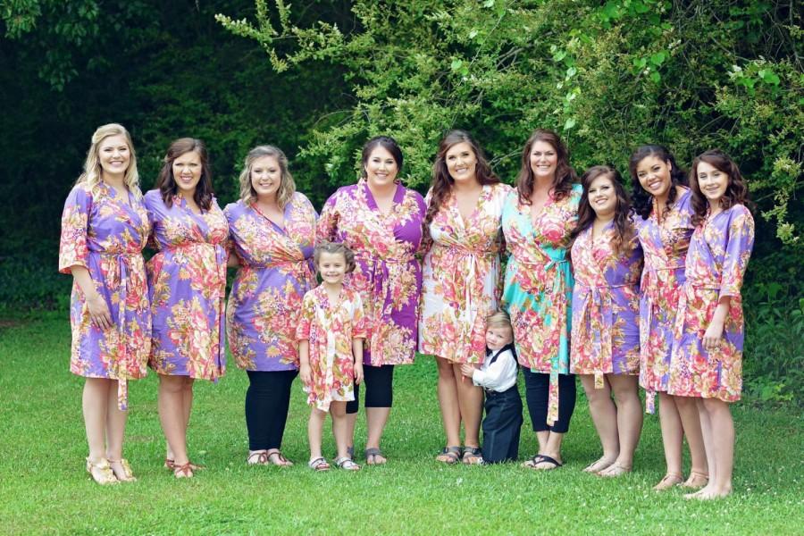 Wedding - Plus size robe, Maternity robes ,Bridal Party gift, Getting ready robe, Wedding robe, personalized Floral robe, Floral Cotton