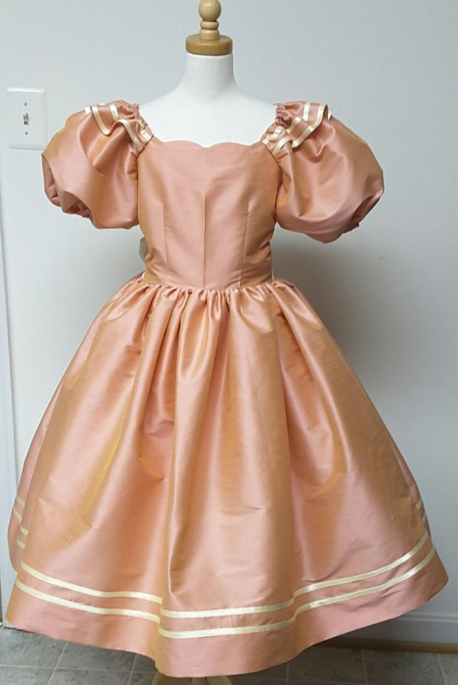 Wedding - Princess Flower Girl Dress. Puffy Sleeves, Girls Victorian Style Dress. Weddings, Birthday. Party. Ballet.