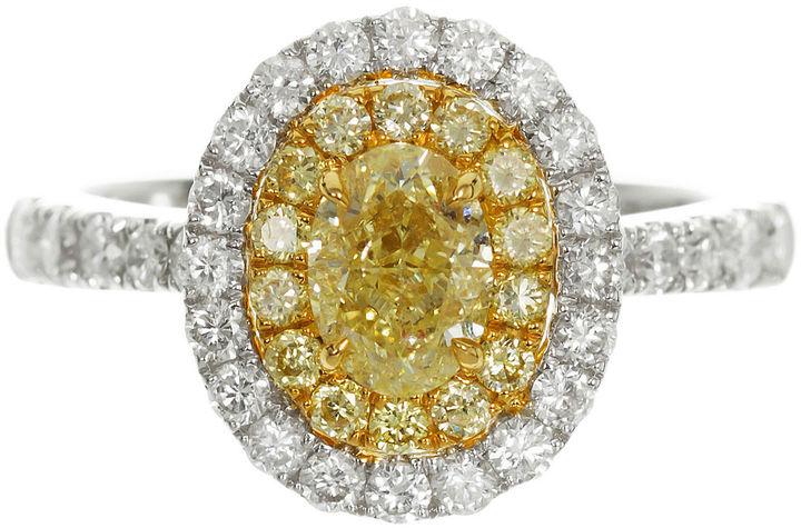 زفاف - MODERN BRIDE Womens 1 1/2 CT. T.W. Oval Yellow Diamond 18K Gold Engagement Ring