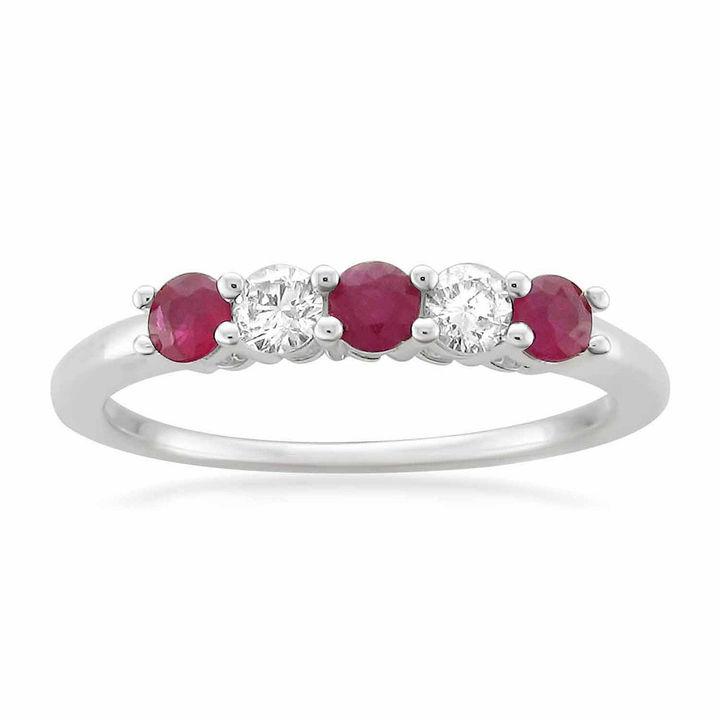 Mariage - MODERN BRIDE Womens 1/5 CT. T.W. Red Lead Glass-Filled Ruby Platinum Wedding Band