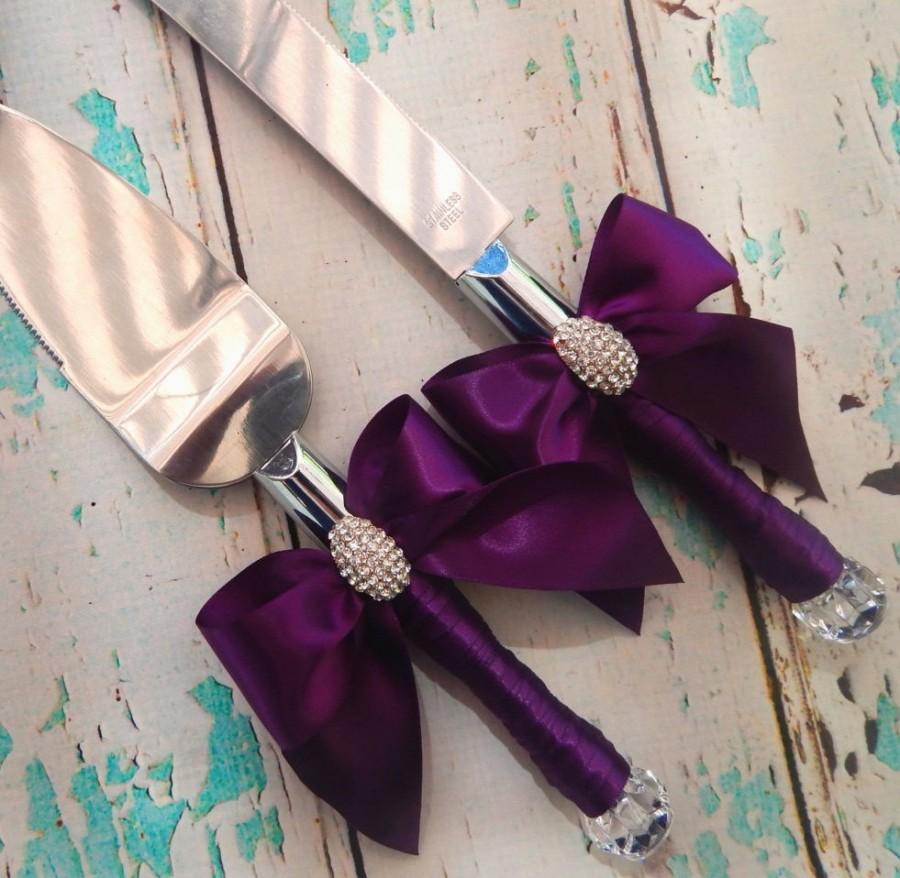 Свадьба - Your Color , Wedding Cake Serving Set , Plum Wedding knife set ,Wedding Cake Knife Set ,Cake Cutting Set , Set for Weddings