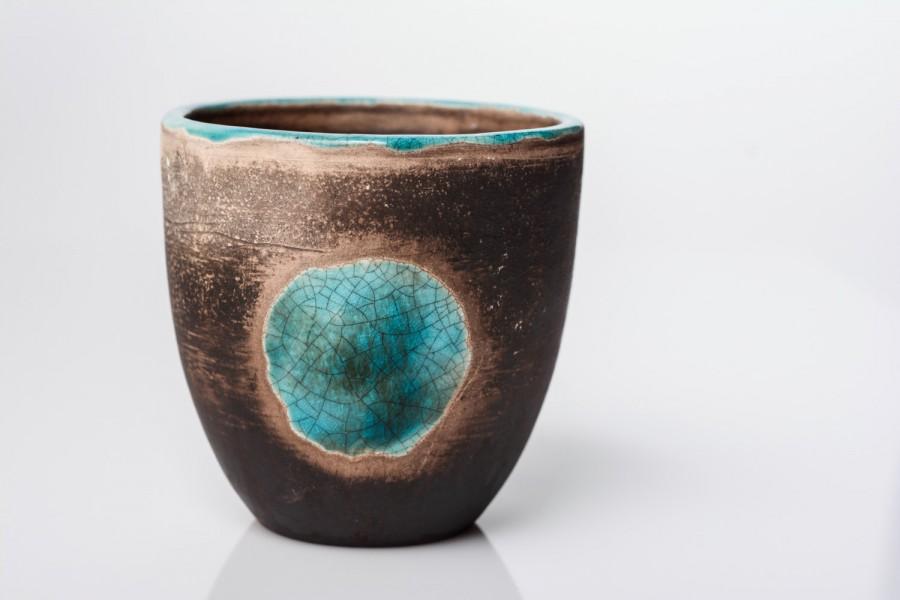 Mariage - Ceramic cup - Handless pottery mug - Blue pottery - Handmade ceramic tea mug - Coffee lover gift idea - Ceramic art - Milk pottery