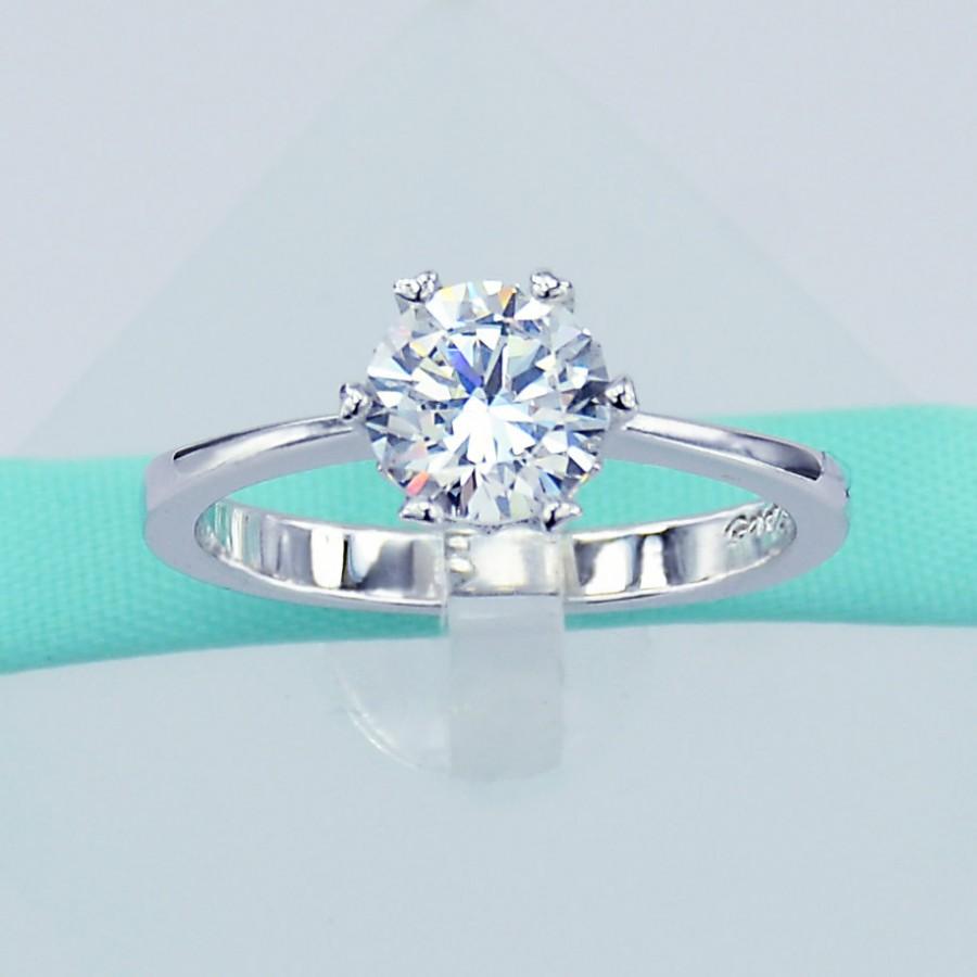 زفاف - 6Grape 925 Sterling Silver Simulated Diamond Cubic Zirconia CZ 6 Heart Solitaire Prong Women's Ring Engagement Promise