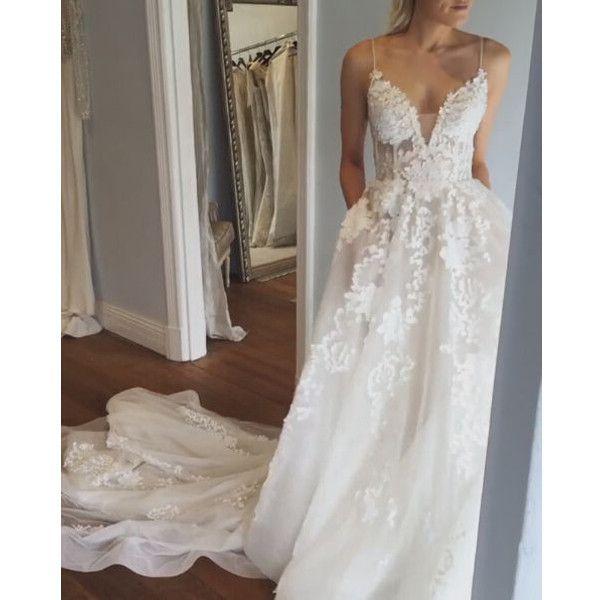 Hochzeit - Charming Applique Ivory Inexpensive Bride Wedding Dresses, PM0614
