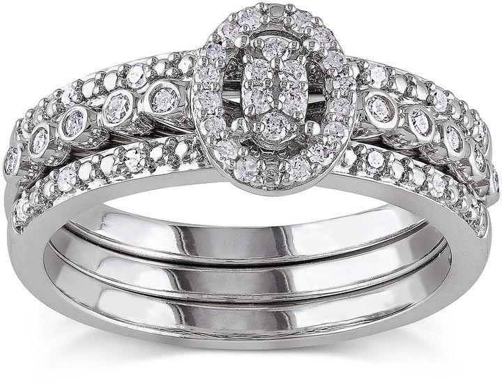 زفاف - MODERN BRIDE 1/3 CT. T.W. Diamond Sterling Silver Bridal Ring Set