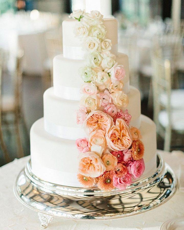 Hochzeit - This Pretty Cascading Flower Wedding Cake Will Wow You