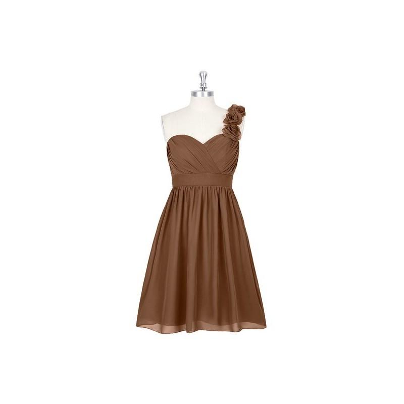 زفاف - Brown Azazie Alyssa - Chiffon Sweetheart Knee Length Strap Detail Dress - The Various Bridesmaids Store