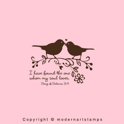 Wedding - Love Birds Stamp   Birds in Love Stamp   Wedding Stamp   I have found the one whom my soul loves   Bible Verses about Love   A87   LARGE