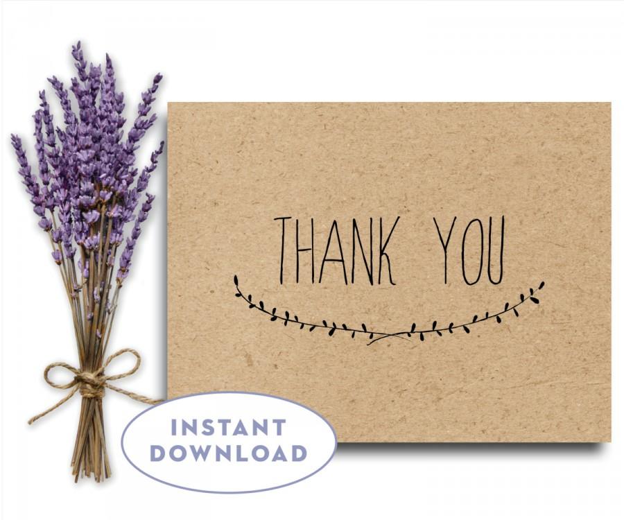 Mariage - Rustic Thank You Card Instant Download, Wedding Thank You Card Printable, Simple Thank You Card, Kraft Thank You Printable, The Capistrano