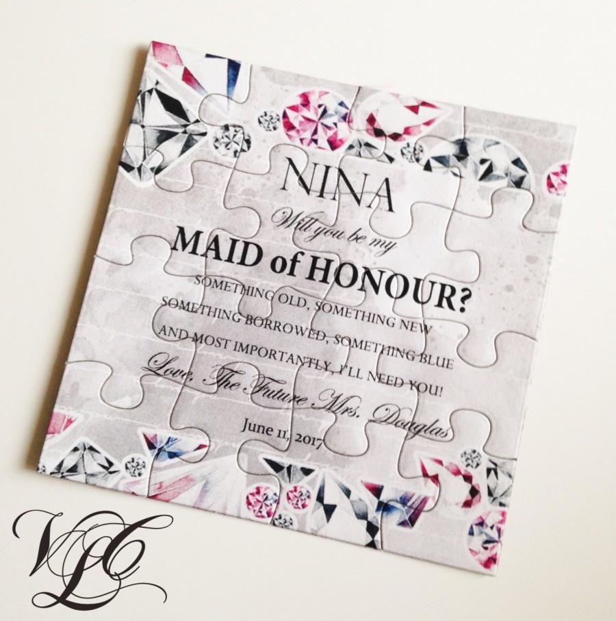 Wedding - Ask Maid of Honor puzzle, Will you be my Maid of Honour puzzle, Bling Bridesmaid puzzle invitation, Ask Flowergirl, Flower Girl puzzle card
