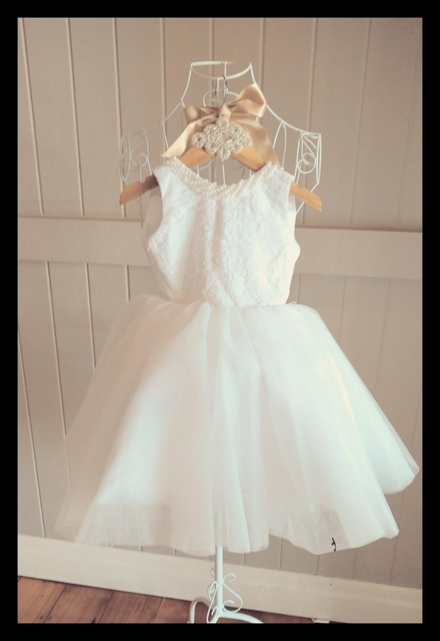 Mariage - Lace Flowergirl dress Tulle special occasion wear fully customisable to suit your colour theme