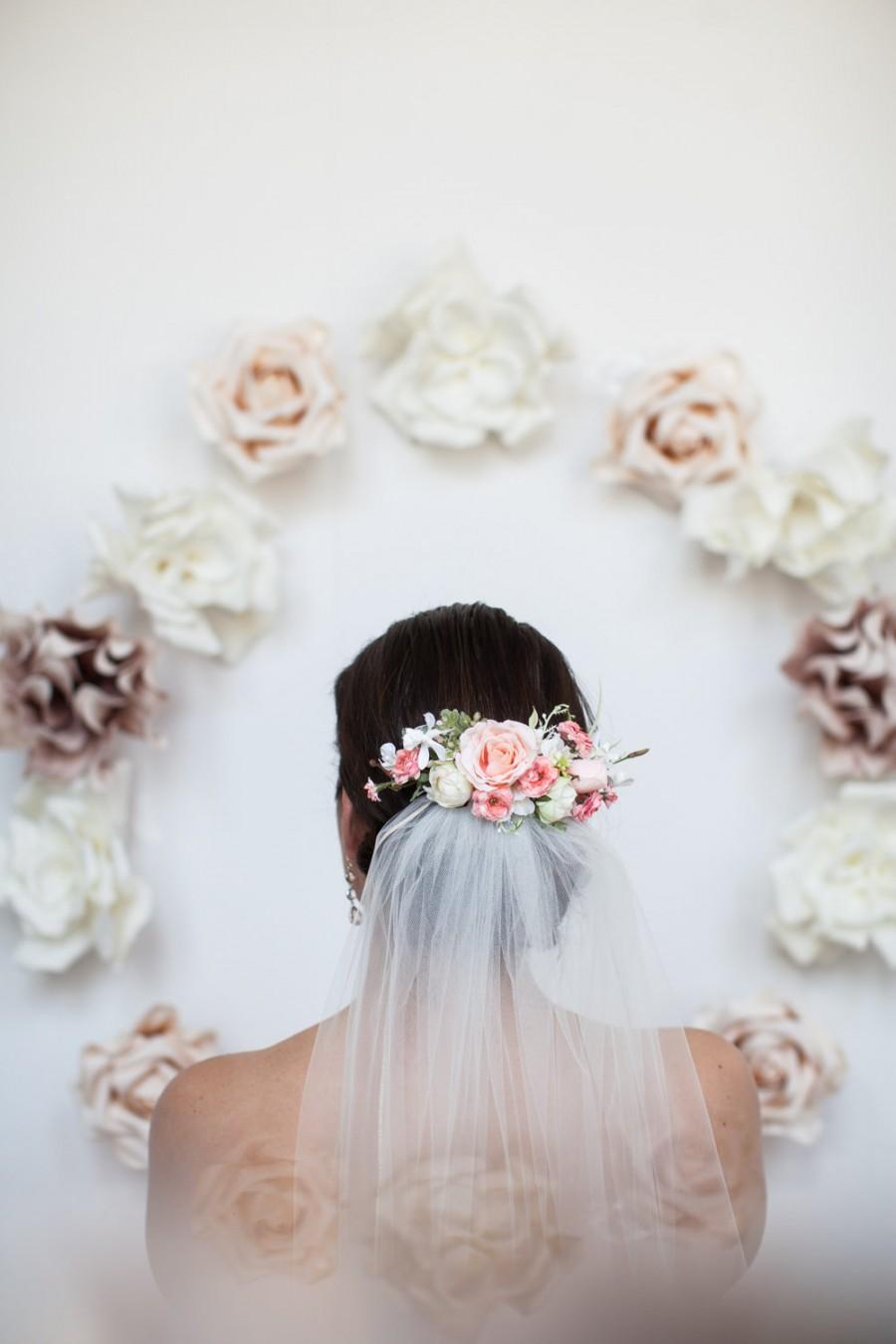 زفاف - Flower Comb- Blush bridal headpiece- Flower Crown- Back Comb flower comb