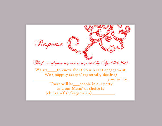 Mariage - DIY Bollywood Wedding RSVP Template Editable Word File Instant Download Rsvp Printable RSVP Cards Red Rsvp Template Elegant Rsvp Card