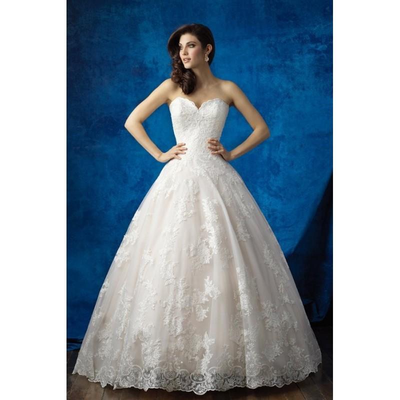 Hochzeit - Style 9353 by Allure Bridals - Floor length Sweetheart Chapel Length LaceTulle Ballgown Sleeveless Dress - 2017 Unique Wedding Shop