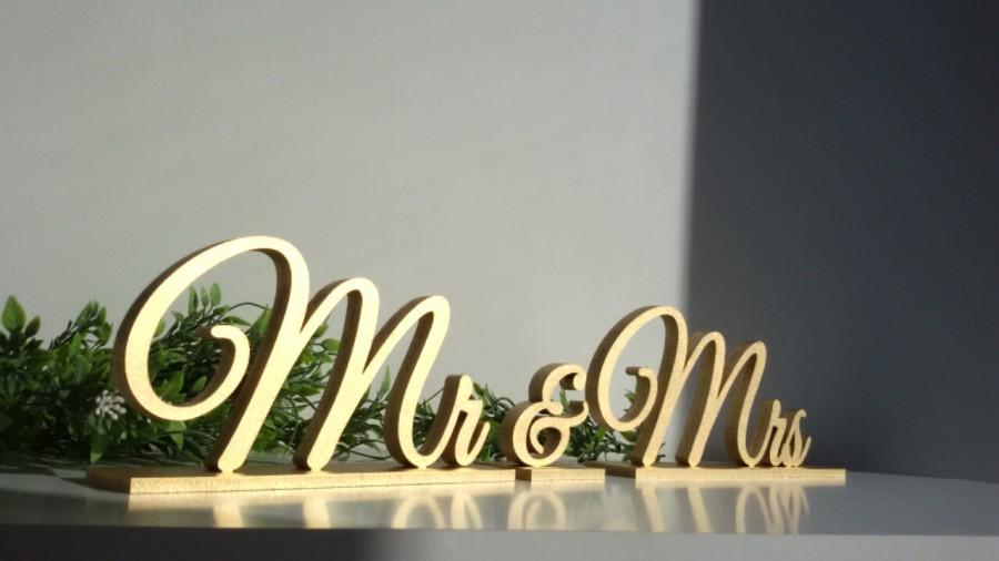 Mariage - Mr & Mrs gold sign. Wedding table decor.FREESTANDING SET