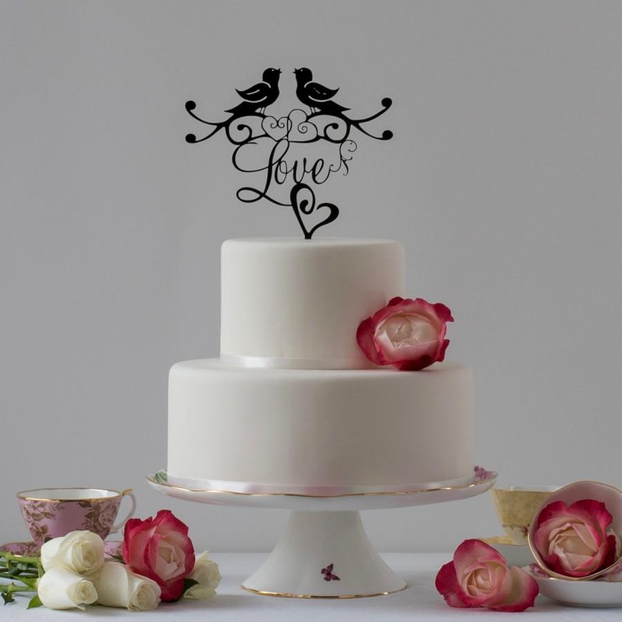Wedding - Love Birds Cake Topper. This Love cake topper is the perfect cake topper for your Valentine, Engagement, Wedding or Anniversary cake.