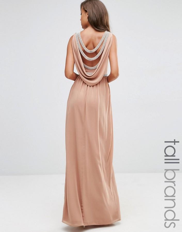 Hochzeit - TFNC Tall Wedding Embellished Drape Back Maxi Dress