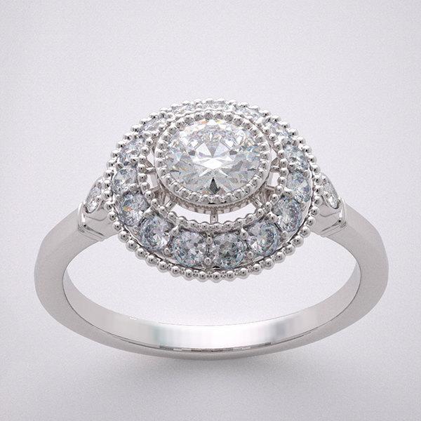 Wedding - Engagement Ring Diamond Halo Design