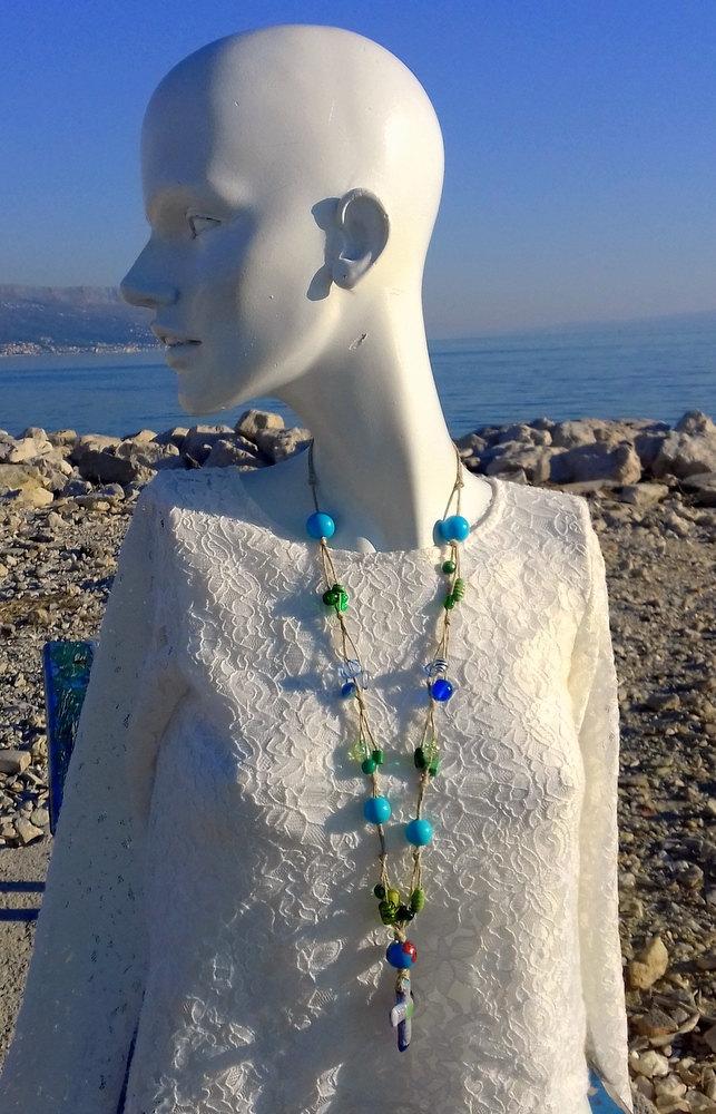 Свадьба - Religious gift, catholic necklace, christian necklace, bead necklace, rope necklace, mixedmedia, handmade, cross necklace, eco friendly