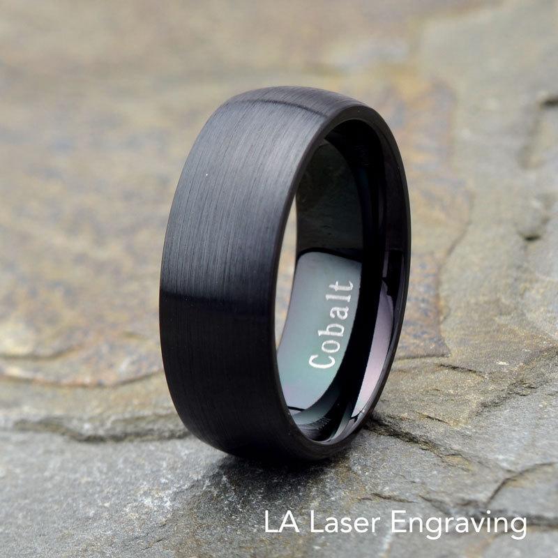 زفاف - Black Cobalt Wedding Band, Mens Wedding Band, Brushed Domed 8mm His Anniversary Rings, Gift For Him and Her, Personalized Ring, Promise ring
