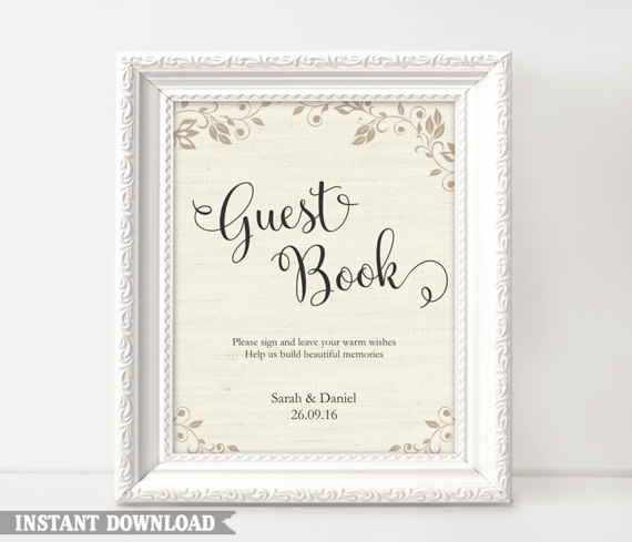 Hochzeit - Guest Book Sign, Wedding Guest Book Sign, Printable Guest Book Sign, Wedding Signs, Guestbook Sign Template, Texture Gold Sign Download