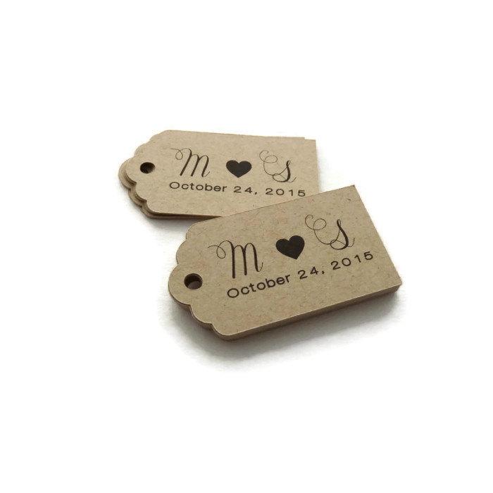 Свадьба - Personalized Tag - Wedding Favor Tags  - 50 Count - 2.25 x 1.25 inch - Kraft Tags  - Wedding Tags - Scallop Tag - Rustic Wedding