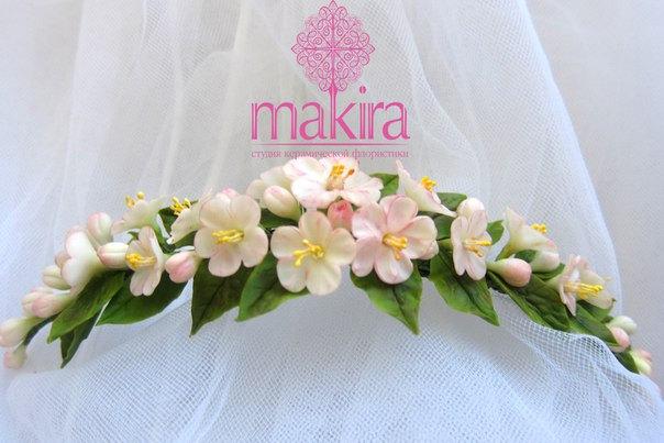 Mariage - Сherry blossom comb - bridal flower comb - headband - blossom hair comb - wedding flower comb - spring flower comb. Flower hair accessory