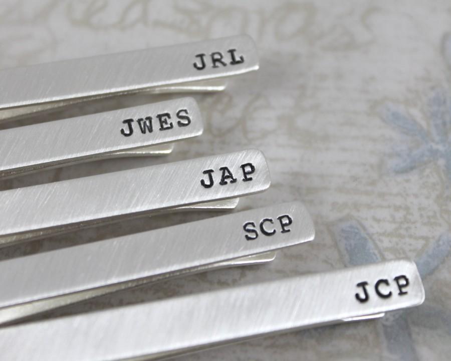Свадьба - Personalized Groomsmen Tie Clip, Solid Sterling Silver Tie Bar, Personalized Tie Bar, Mens Personalized, Personalized Groomsmen Accessories