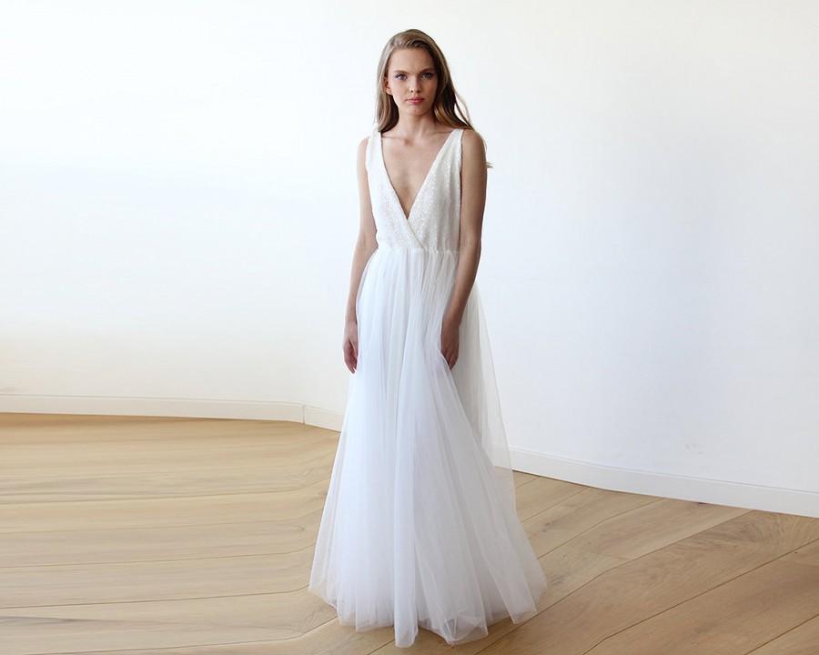 زفاف - Ivory sequins bridal tulle gown, Tulle and sequins wedding gown 1094