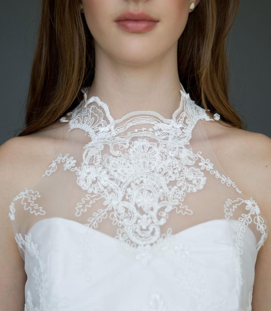 Hochzeit - Beautiful High Neck Lace Wedding Dress, Victorian Wedding,Casual Wedding, Short Reception Dress, Short lace Dress, Boho, bohemian dress