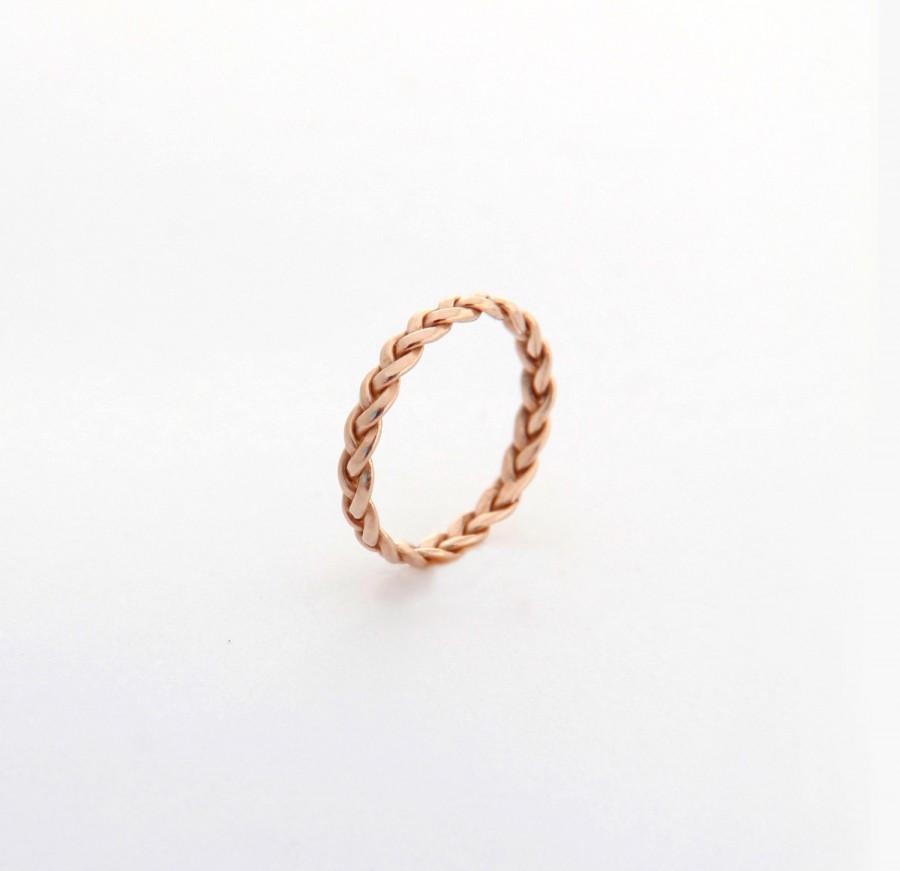 Hochzeit - Rose gold promise ring, Rose gold ring band, Unique womens wedding band, Rose Gold wedding ring delicate wedding band rose gold twist ring