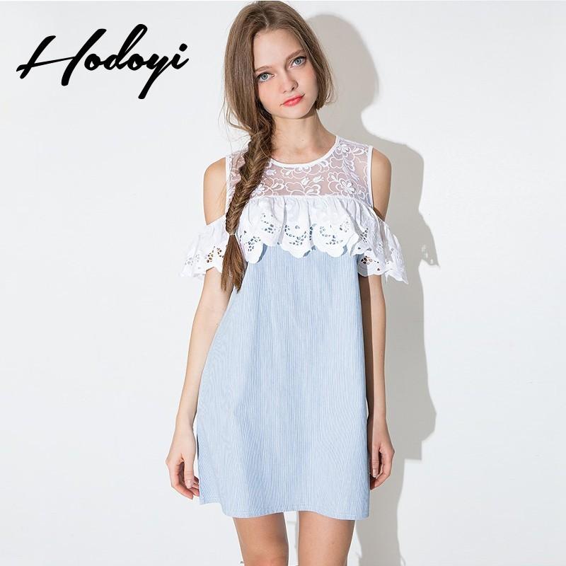 زفاف - In summer 2017 new ladies blue lace dress strapless dresses with wavy skirt - Bonny YZOZO Boutique Store