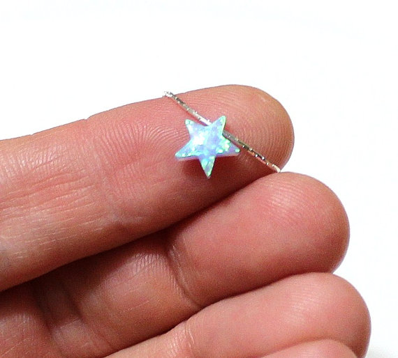 Mariage - Opal Star Necklace, Opal Necklace, Opal Silver Necklace, Opal Jewelry, Blue Opal Necklace, Blue Star Opal Necklace, Simple Necklace