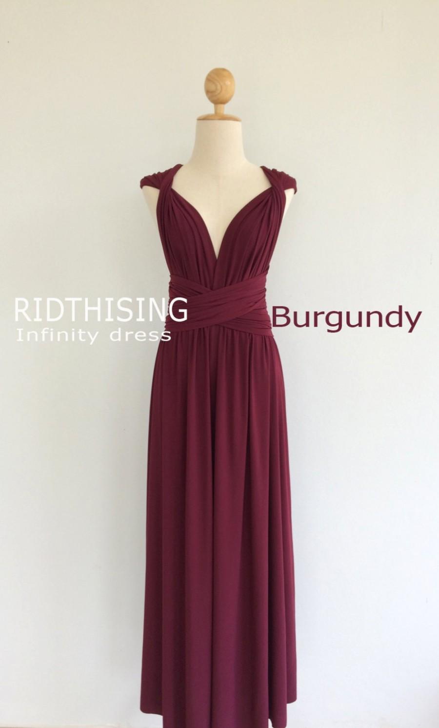 Mariage - Maxi Burgundy Infinity Dress Bridesmaid Dress Prom Dress Convertible Dress Wrap Dress