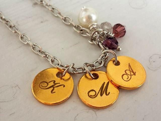 Mariage - Lazer print necklace , Handmade necklace , Name Necklace ,Gift for mom , Mom Gift Idea , child necklace