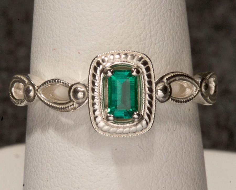 Wedding - Emerald Unique Engagement Ring, May Birthstone Ring, Color Engagement Ring