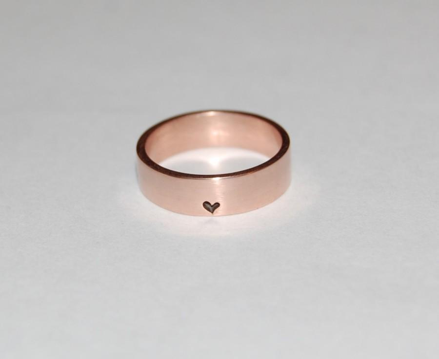 Hochzeit - Little, little bit of Heart 14kt  Rose Gold Ring, wedding band, commitment ring, promise ring