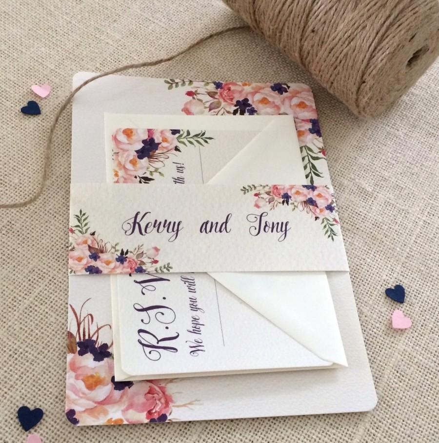 Wedding - Floral Dream Wedding Invitation with matching RSVP - Sample