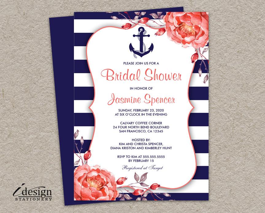 Hochzeit - Nautical Bridal Shower Invitation 