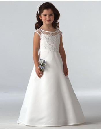 زفاف - Floor Length First Communion Dresses/ A-Line Satin Flower Girl Dresses - iDreamBuy.com