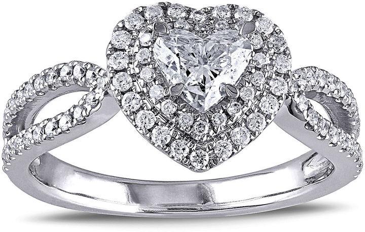 زفاف - MODERN BRIDE 1 CT. T.W. Diamond 14K White Gold Openwork Heart Ring