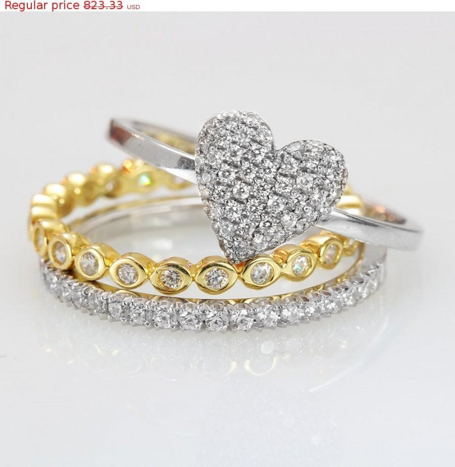 زفاف - Valentines SALE! Dainty Heart Diamond Ring, 14K White Gold Ring, Solitaire Ring, 0.4 CT Diamond Engagement Ring, Love Ring, Delicate Ring