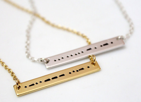 Свадьба - Sister Morse Code, Morse Code Necklace, Morse Code Jewelry, Silver Bar Necklace, Sister Necklace, Bridesmaid Gift, Christmas Gift