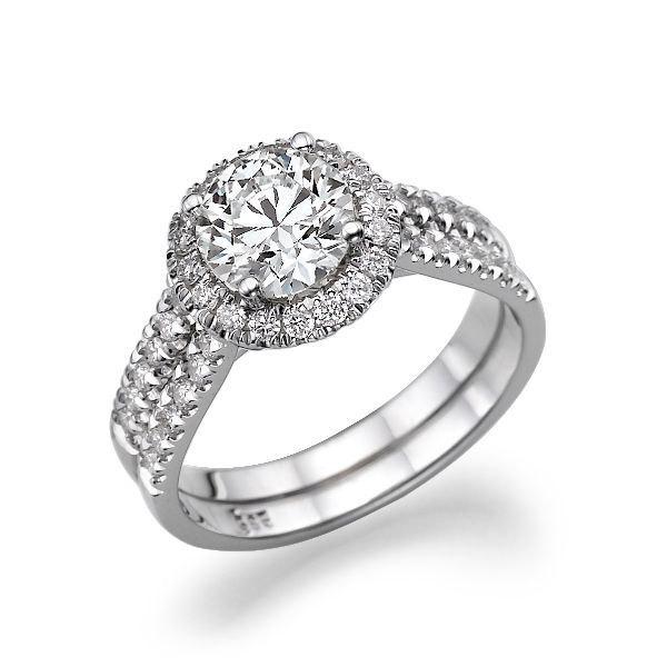 Свадьба - 1.66 TCW Halo Engagement Ring, 14K White Gold Ring, Double Shank Diamond Ring Vintage, Halo Ring Setting, Art Deco Ring