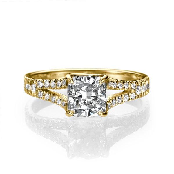 زفاف - Split Shank Ring, Cushion Diamond Engagement Ring, 14K Gold Ring, 1.2 TCW Diamond Ring Vintage, Art Deco Engagement Ring