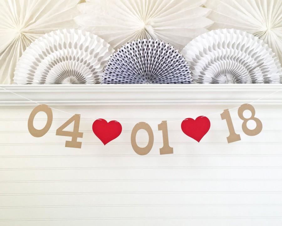 Свадьба - Save the Date Banner - 5 Inch Numbers with Hearts - Bridal Shower Decoration Save the Date Photo Prop Banner Wedding Date Sign Date Garland