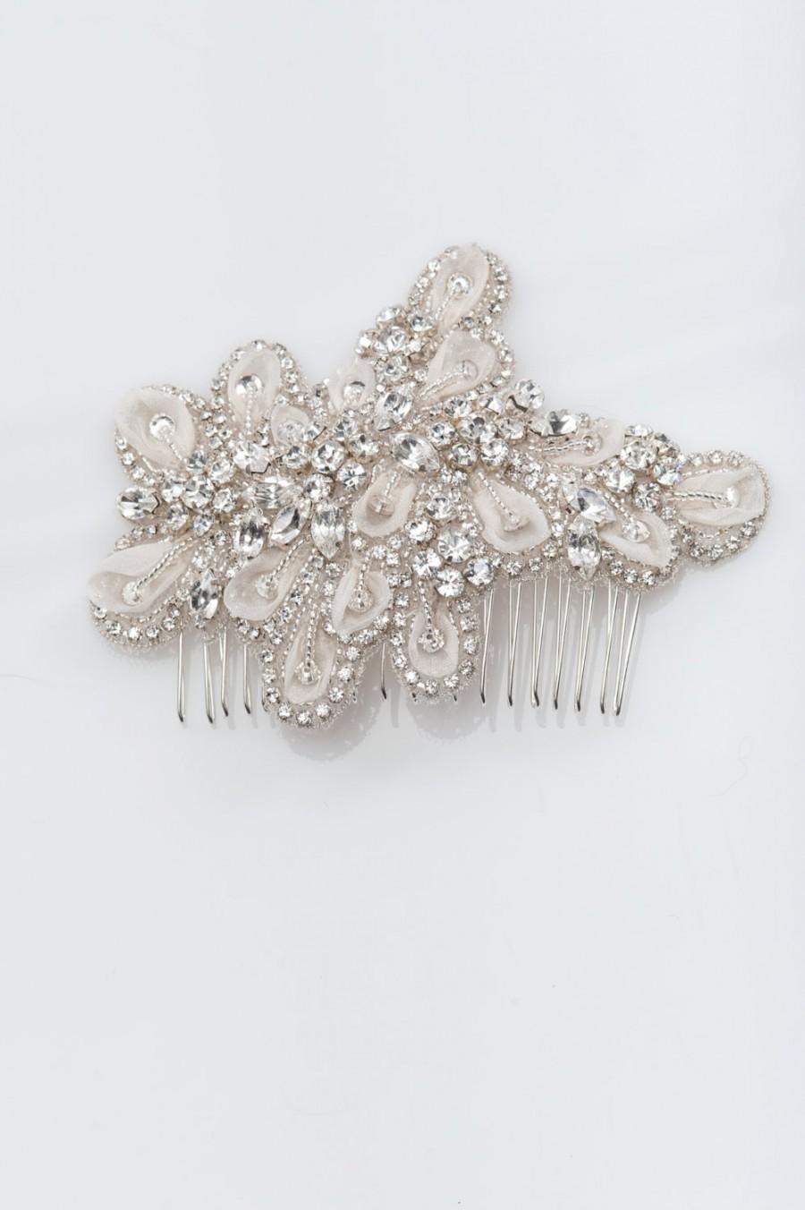 زفاف - rhinestone bridal hair comb - wedding hair comb, beaded hair comb, ISSY