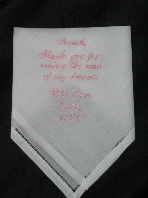 Hochzeit - Mother of the Groom Embroidered Wedding Handkerchief