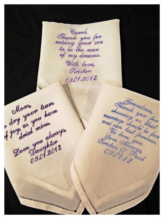زفاف - Embroidered Ladies Bridal or Mens Wedding Handkerchief 